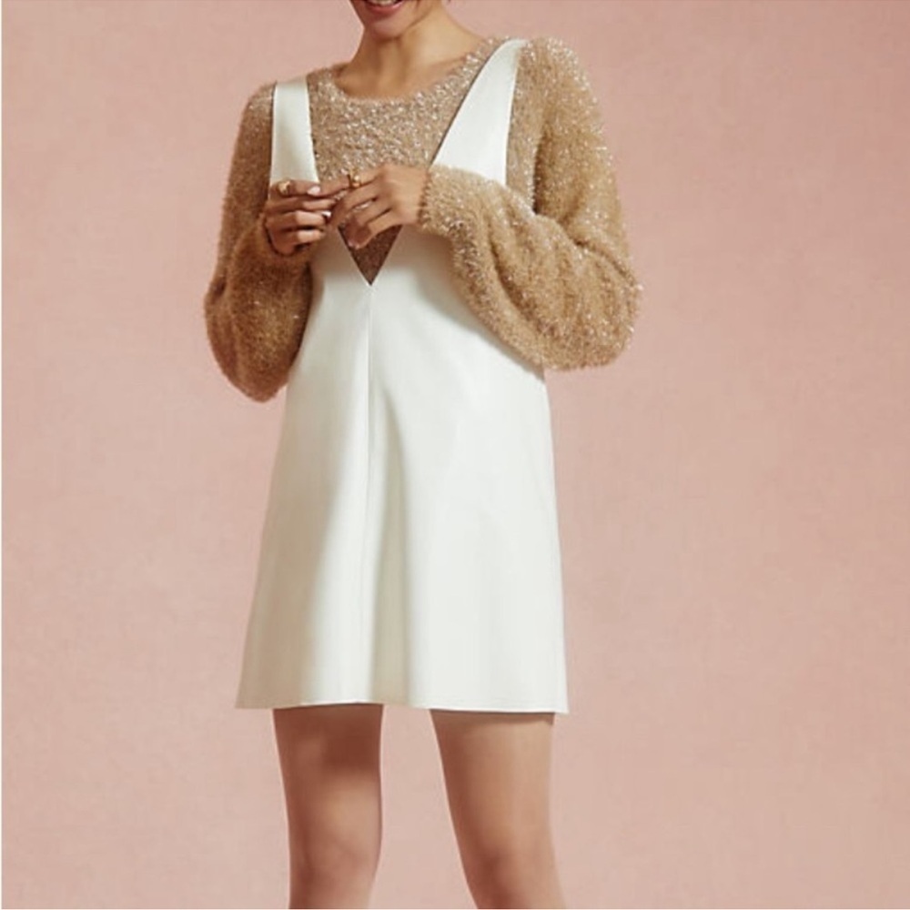 Anthropologie White Leather Mini Dress